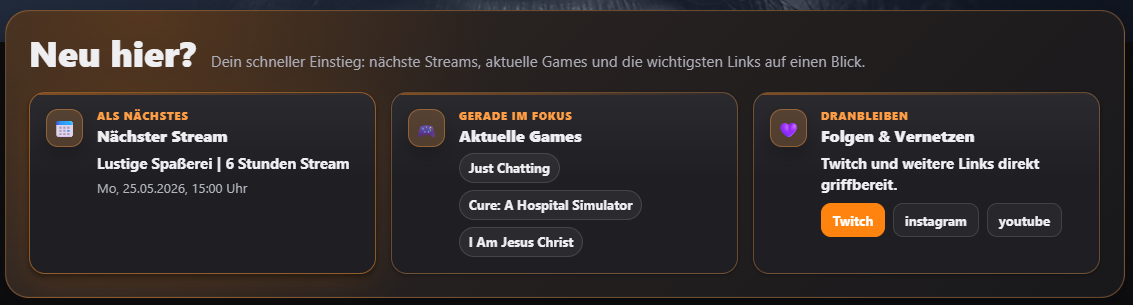 Neu-hier-Bereich auf der Profilseite